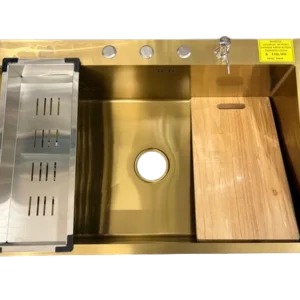 1613a. Cod. 01-014-00018-512 Lavaplatos Pozo Grande, Color Dorado, incluye accesorios