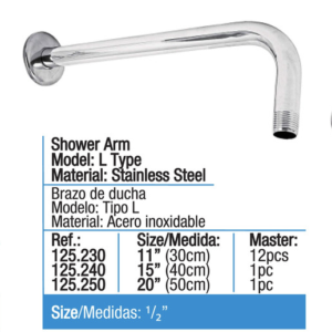 1682. Cod. 01-010-00256-484 Brazo Lateral Redondo Regadera 125240