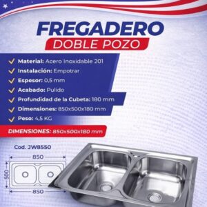1693. Cod. 01-014-00012-510 Lavaplatos 2 pozos American Home