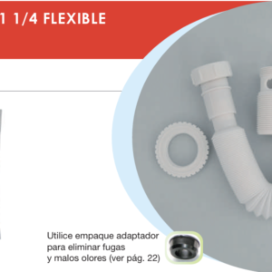 1695. Cod. 01-010-00129-510 Sifón Desagüe 1 1:4 flexible:push, lavatorio
